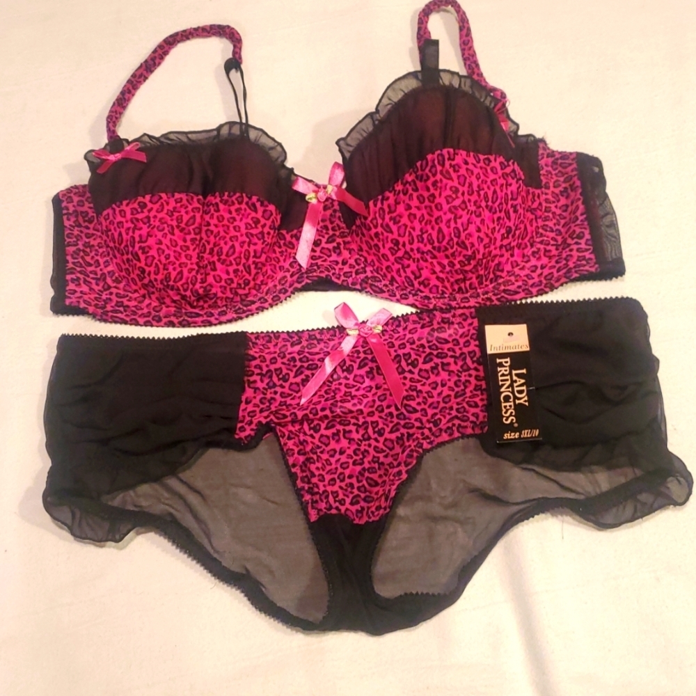 LADY PRINCESS Long Line Push-up Bra and‎ Panty Set Plus Size 44D & 3X/10